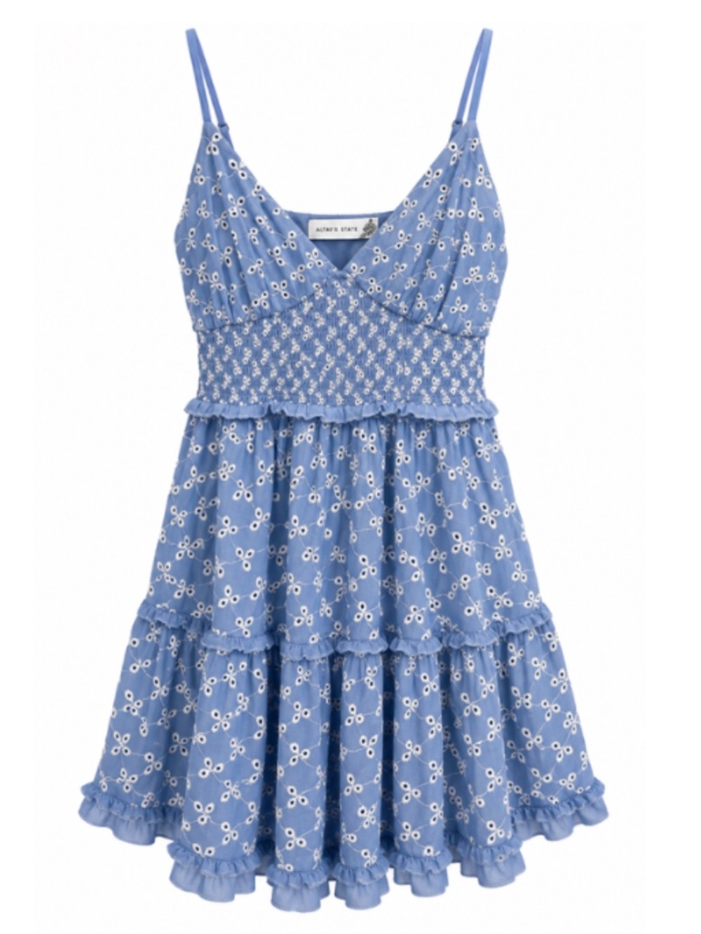 Altar’d State Blue & White Embroidered Mini Dress